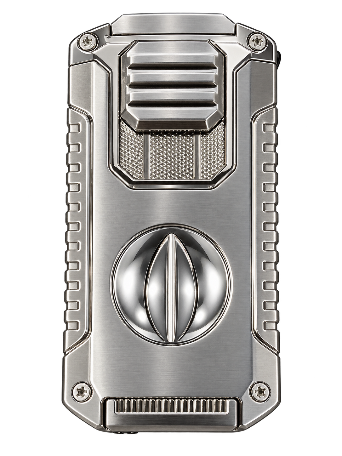 Silver BRN Utility Torch showing its built-in cigar tools